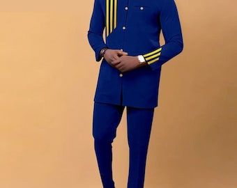 African Wear For Men, Clothing Embroidery, African Wear Styles For Men, Groomsmen Outfits, Mode Costume, African Clothing For Men, Herren Outfit, Men's Suit, African Men Fashion