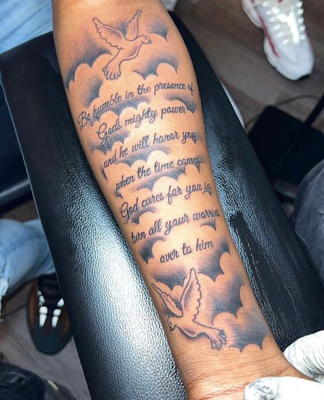 Rip Quote Tattoos, Tattoo For Your Mom Meaningful, Bible Quotes Tattoos For Men, Hustle Tattoo For Men, Bible Scriptures Tattoos For Men, Inside Arm Tattoo For Guys, Inside Forearm Tattoo Men Sleeve, Rip Tattoos For Men, Sleeve Tattoo Stencil