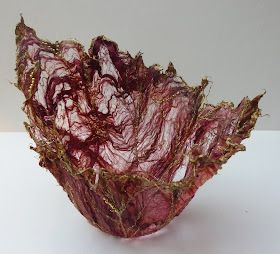 Textile Paint, Water Soluble Fabric, Felted Bowls, Paper Art Sculpture, Fiber Sculpture, Paper Vase, Fabric Bowls, Paper Bowls, Leaf Bowls