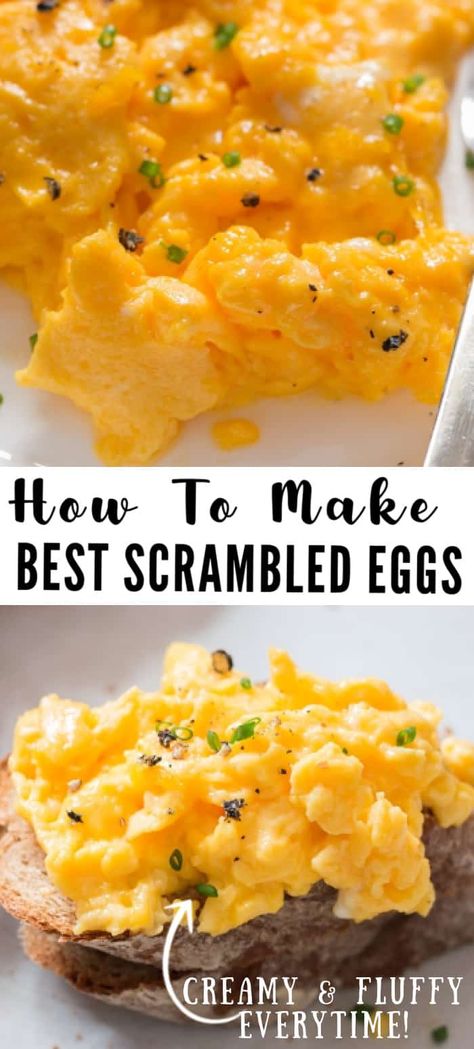 Spinach And Eggs Breakfast, Easy Scrambled Eggs, Cheesy Scrambled Eggs, Best Scrambled Eggs, Best Egg Recipes, The Egg Diet, Scrambled Eggs With Cheese, Creamy Scrambled Eggs, Fluffy Scrambled Eggs