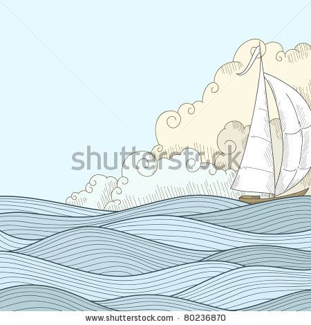 Sea Illustration Art, Boat Vector, Sea Drawing, Boat Illustration, Boat Drawing, Sea Illustration, Arte Peculiar, Boat Art, Hand Draw