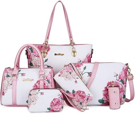 Color Matching Design, Designer Purses And Handbags, Big Handbags, Floral Purse, Designer Purses, Pink Tote Bags, Pink Purse, Purses Designer, Black Purses