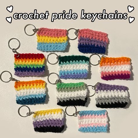 Crochet Pride Keychain, Diy Lgbtq Crafts, Pride Gifts Ideas, Easy Pride Crafts, Trans Diy Crafts, Crochet Lesbian Flag, Lgbtq Crochet Ideas, Trans Crochet Ideas, Crochet Pride Ideas