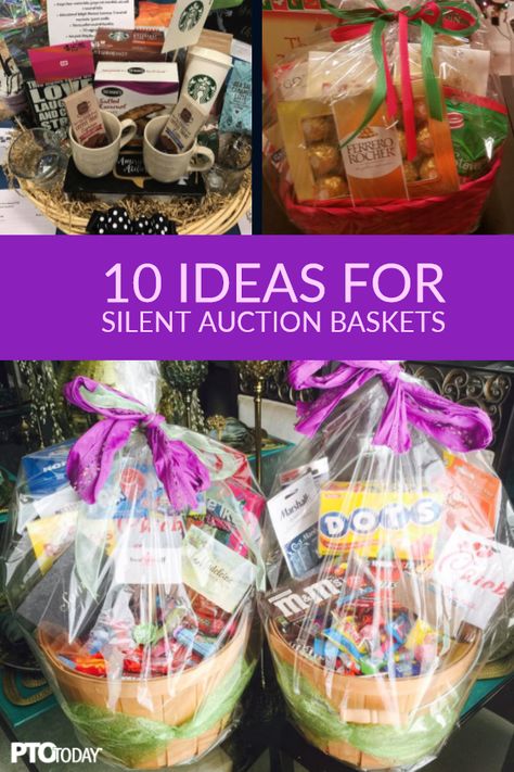 New ideas for your upcoming silent auction! Auction Basket Themes, Tricky Tray Baskets, Silent Auction Gift Basket Ideas, Raffle Gift Basket Ideas, Silent Auction Basket, Chinese Auction, Fundraiser Baskets, Theme Baskets, Creative Gift Baskets