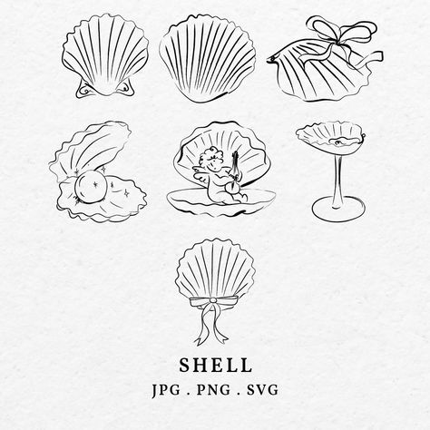 Shell Icon, Shell Illustration, Palm Royale, Illustration Clip Art, Art Svg, Digital Drawings, Love Illustration, Icon Illustration, Place Cards