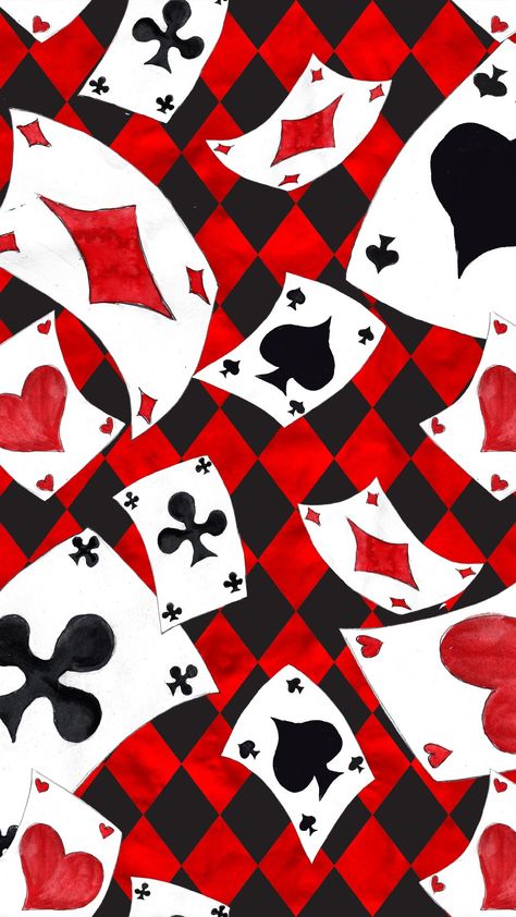 Disney Red Aesthetic, Jack Of Hearts Card, Playing Card Wallpaper, Playing Cards Wallpaper, Alice In Wonderland Background, Card Wallpaper, Joker Print, Queen Of Hearts Card, Graffiti Wallpaper Iphone