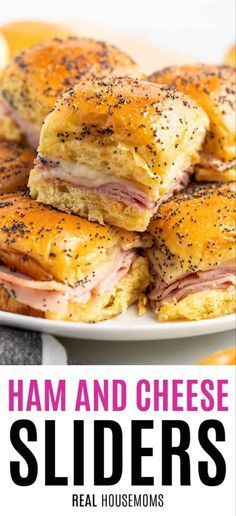 Sliders Recipes Hawaiian Rolls, Ham Cheese Sliders, Ham Sliders, Ham And Cheese Sliders, Cheese Sliders, Slider Recipes, Football Food, Ham And Cheese, Party Foods