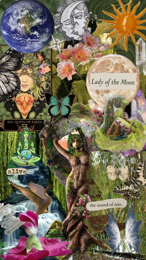 Nature, Flowers Art Aesthetic, Nature Moodboard, Mother Earth Art, Spiritual Wallpaper, Nature Collage, Nature Goddess, Earthy Aesthetic, Witchy Wallpaper