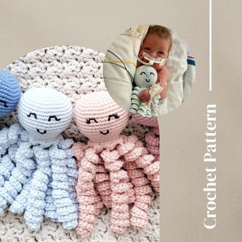 Crochet An Octopus, Nicu Octopus, Octopus Crochet Pattern Free, Preemie Octopus, Small Crochet Gifts, Crochet Cluster Stitch, Crochet Pattern Written, Octopus Crochet, Octopus Crochet Pattern