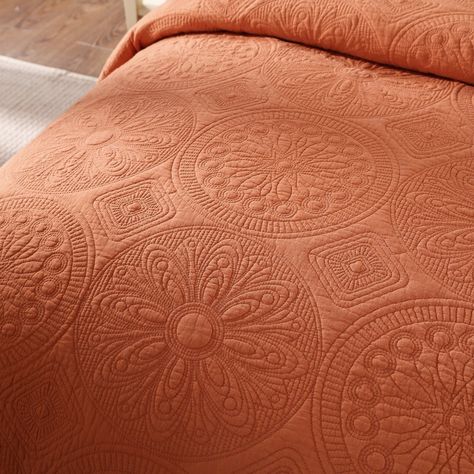 Orange Comforter, Floral Bedspread, Orange Quilt, Orange Bedding, Cotton Quilt Set, Quilt Bedspread, Bedroom Orange, Rustic Stone, Lightweight Quilt