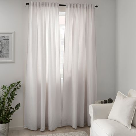 TIBAST Curtains, 1 pair - beige - IKEA Silver Grey Curtains, Gray Sheer Curtains, Curtains Without Sewing, Extra Long Curtains, Ikea Curtains, Curtain Length, Lounge Ideas, Long Curtains, Sheer Curtain Panels