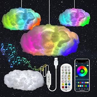 3d Clouds, Cloud Night Light, Cloud Light, Fairy Lights Bedroom, Cloud Lights, Rechargeable Lamp, Rainbow Decorations, Ceiling Fan In Kitchen, Light Music