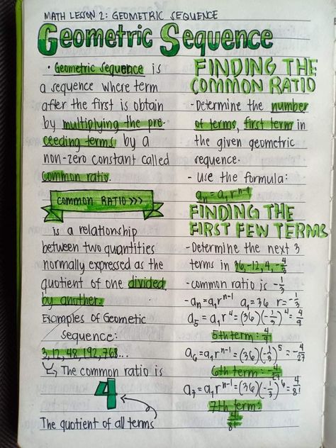 Geometric Sequence Formula, Geometric Sequences Notes, Euclidean Geometry Notes, Arithmetic Sequences Notes, Geometric Sequence, Statistics Notes, Maths Notes, Geometry Notes, Economics Notes