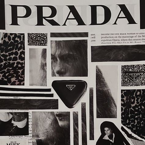 Prada Graphic Design, Vogue Scrapbook, Prada Bedroom, Prada Collage, Fashion Widgets, Prada Magazine, Prada Art Print, Prada Wallpaper, Prada Poster