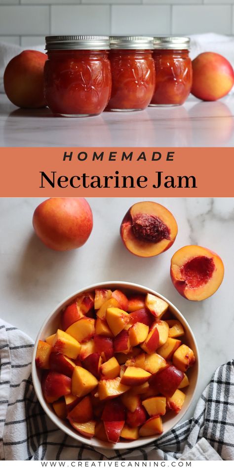 Nectarine Jam Canned Nectarine Recipes, Things To Make With Nectarines, Canning Nectarine Recipes, What To Do With Nectarines, Nectarine Butter Recipe, Fresh Nectarine Recipes, What To Make With Nectarines, Nectarine Jam For Canning, Canning Nectarine Pie Filling