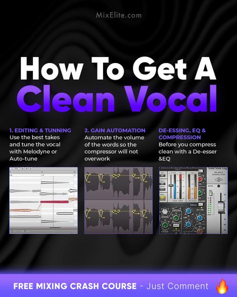 Free Mixing Crash Course 👉 MixElite.com/free-course  Vocal Magic Alert 🎤✨    #vocalproduction #musicmixing #homerecording #singersongwriter #audioproduction #producertips #studiolife #mixingvocals #recordingstudio #musicproducer #soundquality #beatmakers Vocal Mixing Chain, Vocal Chain, Artist Management Music, Vocal Mixing, Music Hacks, Songwriting Prompts, Music Basics, Music Terms, Music Engineers