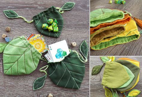 Druid Leaf-like Dice Pouch, Leaf Rune Bag, Drawstring Renfaire Bag, Herbal Bag, Dnd Pouch, Playing Card Pouch, Poker Сard Case - Etsy Diy Dice Bag, Dice Pouch, Diy Dice, Sew A Bag, Festival Belt, Pouch Diy, Tarot Bags, Make Your Own Clothes, Card Pouch