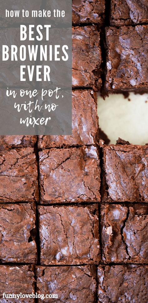 How to make the best EVER fudge brownies with easy ingredients and no mixer. These are done in under an hour and are perfect! #baking #chocolate #brownies #howtomakebrownies #easybakingrecipes #fudgebrownies Easy No Bake Brownies, No Mixer Desserts, Easy Homemade Fudge, Homemade Fudge Brownies, The Best Brownies Ever, Recipe Brownies, Best Brownies Ever, Cinnamon Recipe, Baking Brownies