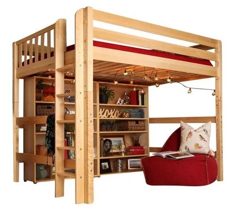 Queen Loft Bed, Adult Loft Bed, Cool Loft Beds, Queen Loft Beds, Build A Loft Bed, A Loft Bed, Loft Bed Plans, Diy Loft Bed, Loft Bed Frame