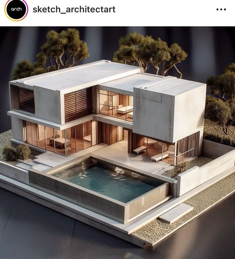 Villa Concept Design, Architecture Maquette, Maquette Architecture, Small House Design Architecture, House Floor Design, Character Artist, Modern House Facades, Architecture Model House, Architectural Model