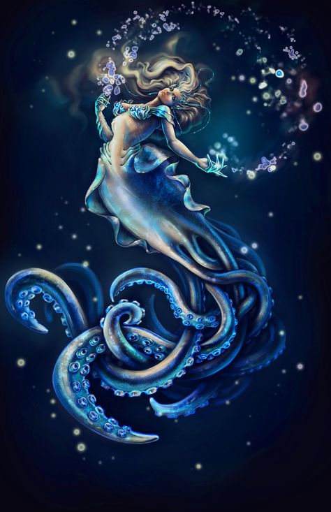 Sea Monsters Drawing, Ocean Monsters, Octopus Mermaid, Mythical Sea Creatures, Octopus Drawing, Mermaid Images, Mermaid Artwork, Fantasy Mermaids, Rainbow Mermaid