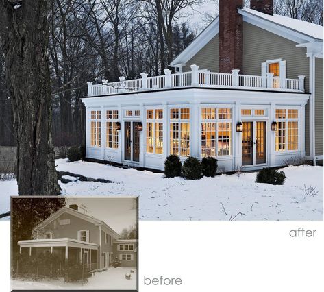 Jimmy Crisp Architects on Instagram: “Before and After Renovation #crisparchitects #robkarosisphoto #beforeandafter #renovation #home” Veranda Design, Asma Kat, Sloping Roof, Sunroom Addition, House Country, Sunroom Designs, Real Estat, Decor Ikea, Rooftop Patio