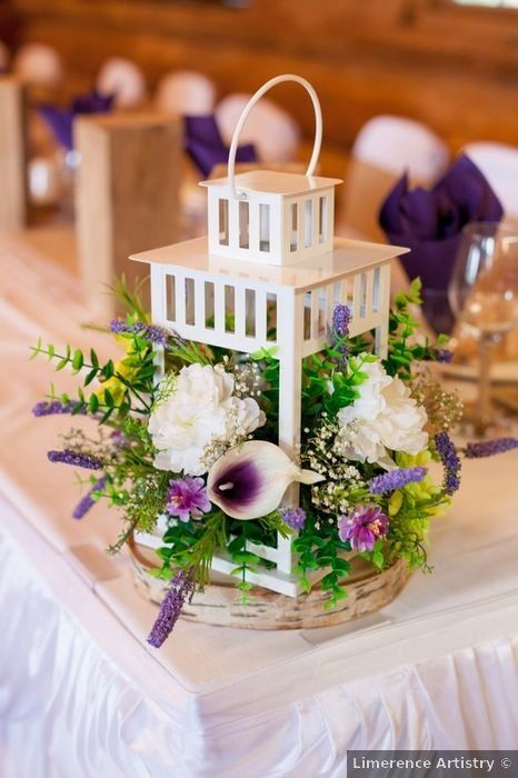 Wedding centerpiece ideas - decor, table, purple, lantern, flowers {Limerence Artistry} Glass Chairs Wedding, Diy Lantern Centerpieces, Purple Teal Wedding, Purple Flower Centerpieces, Lantern Flowers, Lantern Table Centerpieces, Purple Wedding Reception, Purple Lantern, Wedding Centerpiece Ideas