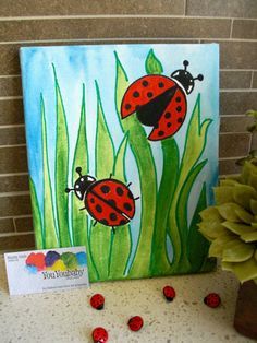 The Purple Couch -Art Projects for Kids on Pinterest | Elementary ... Grade 4 Painting Ideas, May Painting Ideas, Painting Ladybugs, Paint Ladybugs, Easy Canvas Painting For Kids, Ladybug Painting, Bug Painting, Drawing Spring, Painting Ideas For Kids