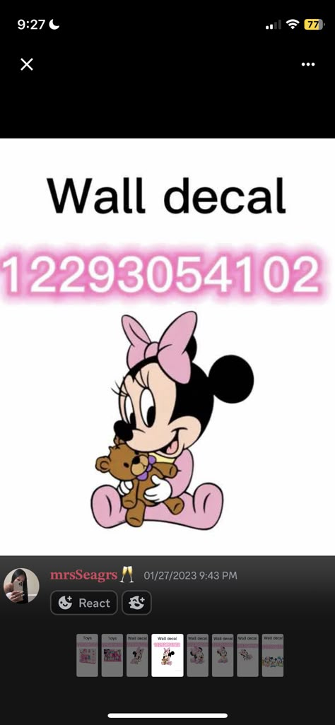 Mickey Mouse Decal Codes Bloxburg, Bloxburg Minnie Mouse Decals, Bedroom Decal Codes, Kids Decals Bloxburg, Club Roblox Image Id Codes Bedroom, Minnie Mouse Decal Codes Bloxburg, Bloxburg Cottagecore, Kindergarten Coding, Bedroom Ideas Bloxburg