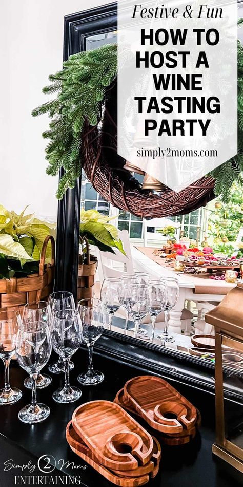 Wine Bar Ideas For Party, Christmas Wine Tasting Party, Wine Tasting Dinner Party, Winery Themed Party, Wine Exchange Party, Diy Wine Tasting Party, Wine Table Decor, Wine Tasting Party Decorations, Wine Exchange