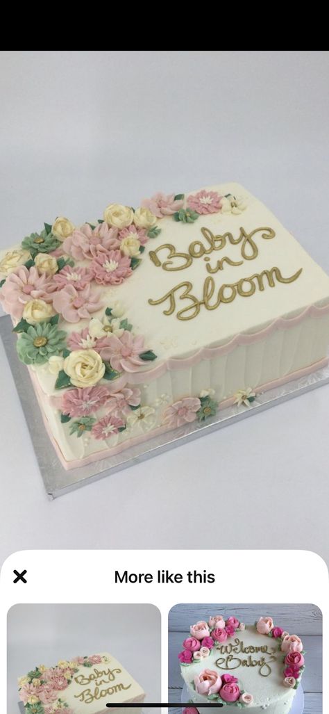 Girl Baby Shower Sheet Cake Ideas, Baby In Bloom Shower Cake Ideas, Wild Flower Baby Shower Cake, Baby Shower Cakes Girl Simple, Baby In Bloom Baby Shower Cake, Floral Baby Shower Cupcakes, Wildflower Baby Shower Cake, Baby In Bloom Cake Ideas, Baby In Bloom Cupcakes