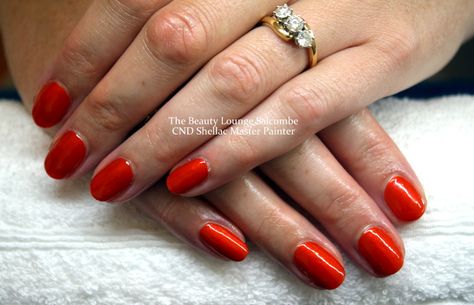 CND Shellac nails in Fine Vermillion.  A rich metallic orange.  #cndshellac #nails #salcombe #beauty Vermillion Nails, Cnd Shellac Nails, Nails Orange, Metallic Orange, Gel Manicures, Cnd Shellac, Shellac Nails, Gel Manicure, Manicure