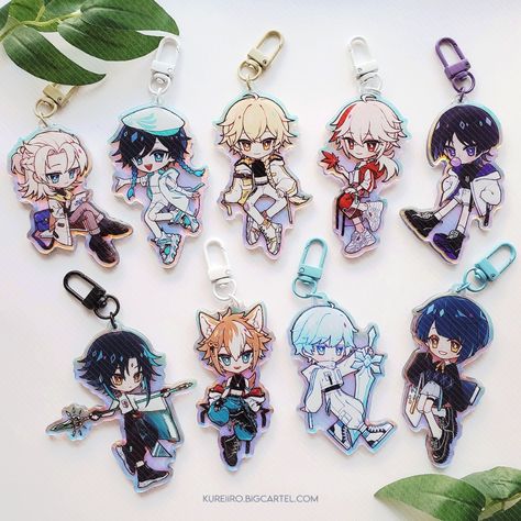 Acrylic Keychain Ideas Anime, Acrylic Charms Anime, Chibi Acrylic Charms, Genshin Charms, Cute Keychain Ideas, Anime Keychains, Anime Charms, Ladybugs Movie, Anime Keychain