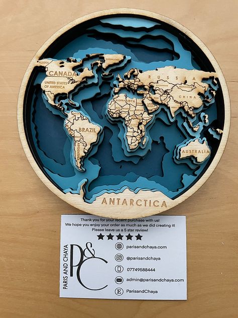 World Map Crafts, Diy Laser Cut, Map Crafts, Travel Wall Decor, Laser Cut Wood Crafts, Shapes For Kids, Map Wall Decor, Laser Art, Wood Map