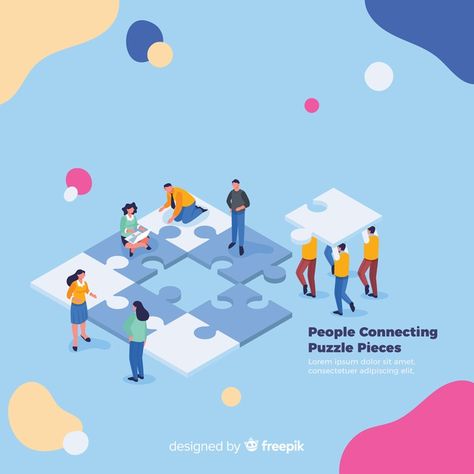 People connecting puzzle pieces background Free Vector Puzzle Design Graphic, Puzzle Illustration, Puzzle Graphic, Impact Report, Science Illustration, Conceptual Architecture, Vector People, Social Media Poster, Cartoon People