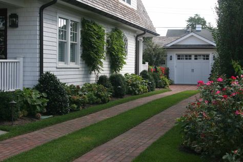 brick paver runner/ ribbon/strip driveway, garden Grass Strip Driveway, Driveway Grass Strip, Brick Grass Driveway, Brick Ribbon Driveway, Ribbon Driveway Ideas, Strip Driveway, Grass Driveway Ideas, Driveway Strip, Ribbon Driveway