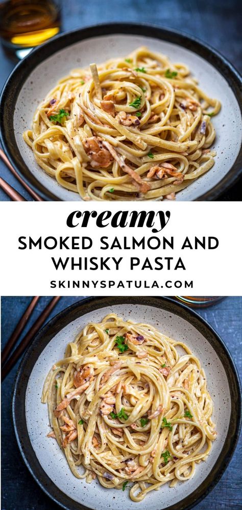 Whiskey Pasta Sauce, Whisky Recipes, Smoked Pasta, Pasta With Smoked Salmon, Smoked Salmon Pasta Recipes, Salmon Tagliatelle, Pasta Salmon, Smoked Salmon Pizza, Salmon Pasta Recipes