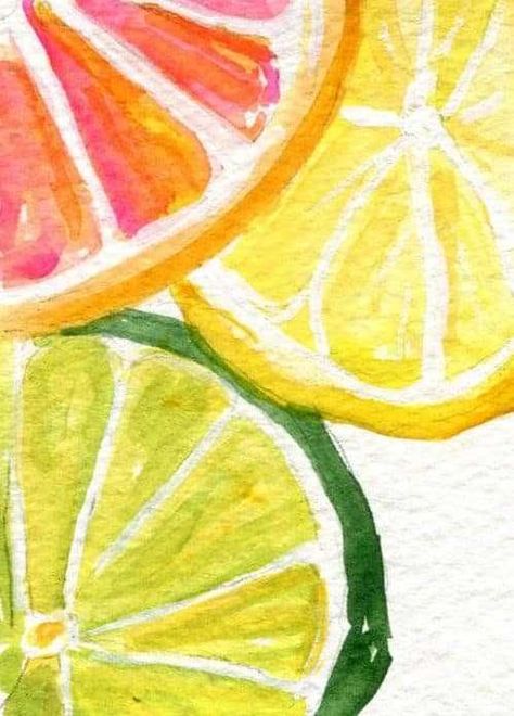 Citrus Watercolor Art Easy Water Colour Drawing For Beginners, Water Coloring Painting Ideas Easy, Quick Watercolor Paintings, Easy Watercolor Art For Beginners, Simple Watercolor Paintings For Beginners Ideas, Watercolor Inspo Easy, Watercolor Easy Painting, Water Colour Painting Watercolour, Fun Watercolor Ideas