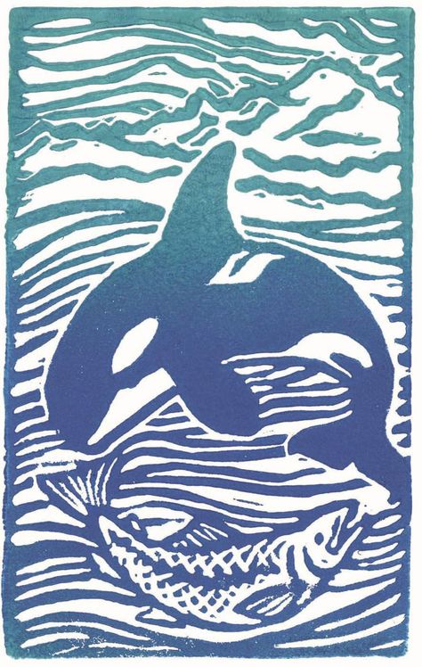 Art of the ORCA | Port Townsend Leader Indigenous Orca Art, Linocut Orca, Orca Print, Orca Whale Art, Norway Tattoo, Linoleum Printmaking, Orca Art, Chicken Poster, Pacific Northwest Art