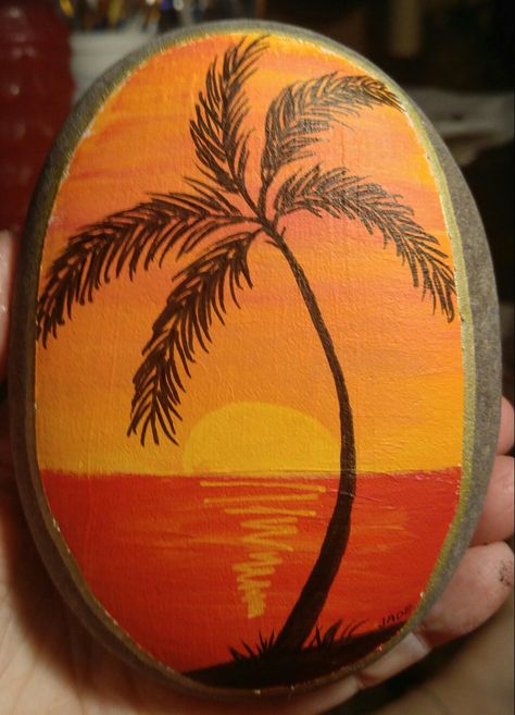 Sunset Canvas Painting, Beach Art Painting, Diy Rock Art, Stone Art Painting, Seashell Painting, Painted Rocks Kids, Painted Rocks Craft, Rock Painting Ideas Easy, Rock Painting Patterns