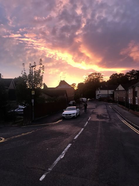 Uk Sunset, Peterborough, Country Roads, Celestial Bodies, Road