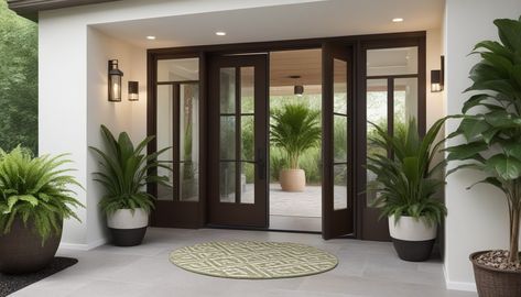 The Art of Entryway Design: Modern Ideas to Elevate Your Space
 Discover how **smart doorbells** and **integrated lighting systems** add convenience and security to your entry without compromising on style. We’ll also explore how to create **minimalist pathways**, using **concrete** or **stone slabs** paired with lush greenery for a clean, modern look. Courtyard Entryway Front Entry, Entryway Design Modern, Glass Entrance, Integrated Lighting, Entryway Design, Courtyard Entry, Modern Ideas, Modern Entryway, Home Entrance