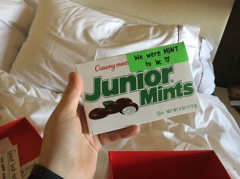 punny gift. junior mints. candy Candy, Birthday, Junior Mint, Mints Candy, Punny Gifts, Junior Mints, Birthday List, Pinterest Board, Mint