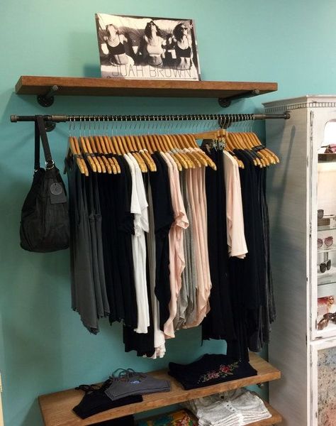 Floating Shelves Wardrobe, Bedroom Clothing Storage No Closet, Floating Shelves For Clothes, Clothing Wall Rack, Floating Clothing Rack, Floating Closet Shelves, Rooms Without Closets Ideas, Closet Racks And Shelves, Shelves In Bedroom For Clothes