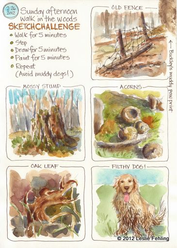 Everyday Artist: The 5-5-5 Sketch Challenge 5 Minute Sketches, Drawing Squares, Leslie Fehling, Watercolor Journaling, Nature Journals, Journal Drawing, Nature Journaling, My Backpack, Watercolor Tutorials