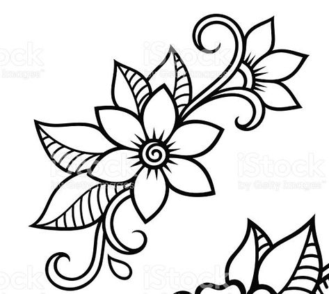 5 Petal Flower Drawing, Batik Art Design Simple, Batik Simple, Simple Art Designs, Flower Stencil Patterns, Henna Drawings, Flower Pattern Drawing, Lotus Flower Art, Native Beading Patterns