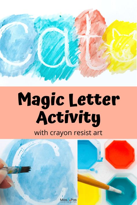 These magic letters are such a great writing activity for toddlers. Use crayon resist or wax resist art to make these secret letters appear. Your toddler can learn to write and have lots of fun seeing letters appear too. A great literacy activity for preschoolers and toddlers.  #secretletters #waxresistletters #crayonresistletters #literacyactivity #alphabetactivity #indooractivityfortoddlers #literacyactivitypreschool Wax Resist Art, Letters Activity, Secret Letters, Magic Letters, Letter Activity, Resist Art, Crafts For Beginners, Literacy Activities Preschool, Letter Recognition Activities