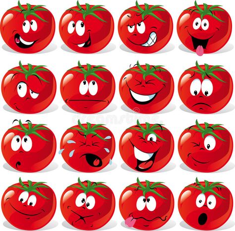 Cartoon Tomato, Tomato Drawing, Cartoon Faces Expressions, Tomato Face, Funny Vegetables, Vegetable Cartoon, Cartoon Fruit, Funny Expressions, Face Icon