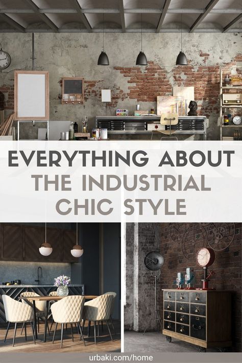 The industrial style was born basically from spaces such as old factories, warehouses, or even old firefighters, reinventing itself or becoming loft-style houses livable. In essence, the industrial style is about taking something old, commercial, vintage, or recycled and giving it a second life without taking away its original character. Whether you're decorating a downtown loft or just lured in by the style, there are ways large and small to incorporate it into your existing space. These... Girly Industrial Decor, Industrial Style Interior Design Office, Industrial Glam Interior Design, Industrial Chic Bedroom Ideas, Industrial Feminine Decor, Industrial Chic Interior Living Rooms, Feminine Industrial Decor, Industrial Interior Design Commercial, Industrial Chic Office