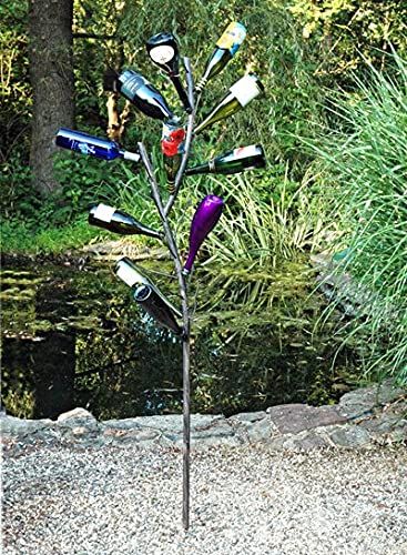 Wine Bottle Trees, Wine Tree, Bottle Trees, Bottle Tree, Bottle Garden, Lawn Edging, Garden Items, Metal Tree, Blue Bottle